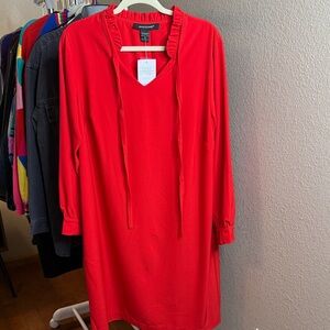 Jones New York Vibrant Red Long Sleeve Dress